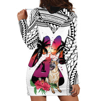 Polynesian Hoodie Dress Dog Lover With German Shepherd - Sunset At The Beach White Ver - Wonder Print Shop