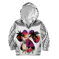 Polynesian Kid Hoodie Dog Lover With German Shepherd - Sunset At The Beach White Ver - Wonder Print Shop