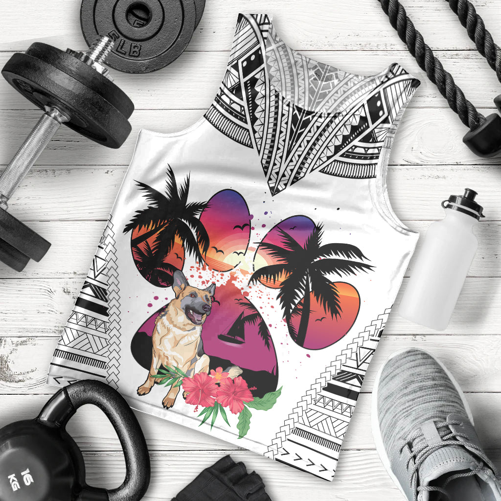 polynesian-men-tank-top-dog-lover-with-german-shepherd-sunset-at-the-beach-white-ver