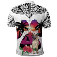 Polynesian Polo Shirt Dog Lover With German Shepherd - Sunset At The Beach White Ver - Wonder Print Shop