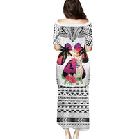 Polynesian Puletasi Dog Lover With German Shepherd - Sunset At The Beach White Ver - Wonder Print Shop