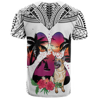 Polynesian T Shirt Dog Lover With German Shepherd - Sunset At The Beach White Ver - Wonder Print Shop