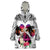 Polynesian Wearable Blanket Hoodie Dog Lover With German Shepherd - Sunset At The Beach White Ver - Wonder Print Shop