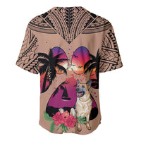 Polynesian Baseball Jersey Dog Lover With German Shepherd - Sunset At The Beach Brown Ver LT7 - Wonder Print Shop
