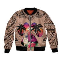Polynesian Bomber Jacket Dog Lover With German Shepherd - Sunset At The Beach Brown Ver LT7 - Wonder Print Shop