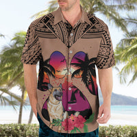 Polynesian Hawaiian Shirt Dog Lover With German Shepherd - Sunset At The Beach Brown Ver - Wonder Print Shop