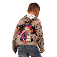 Polynesian Kid Hoodie Dog Lover With German Shepherd - Sunset At The Beach Brown Ver - Wonder Print Shop