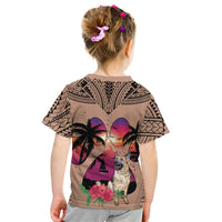 Polynesian Kid T Shirt Dog Lover With German Shepherd - Sunset At The Beach Brown Ver - Wonder Print Shop