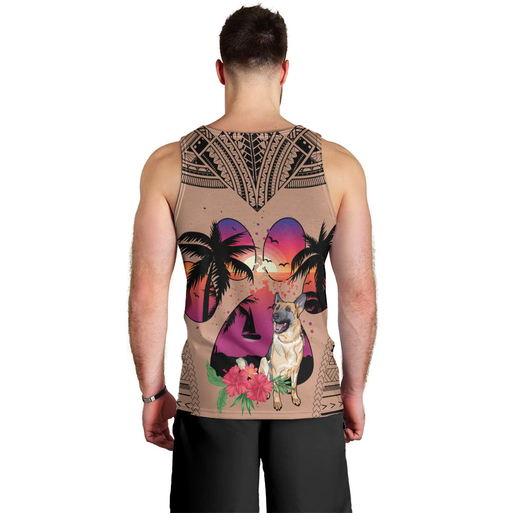 polynesian-men-tank-top-dog-lover-with-german-shepherd-sunset-at-the-beach-brown-ver