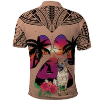 Polynesian Polo Shirt Dog Lover With German Shepherd - Sunset At The Beach Brown Ver - Wonder Print Shop