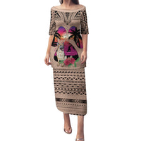 Polynesian Puletasi Dog Lover With German Shepherd - Sunset At The Beach Brown Ver - Wonder Print Shop