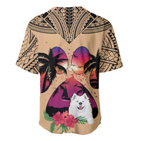Polynesian Baseball Jersey Dog Lover With Samoyed - Sunset At The Beach LT7 - Wonder Print Shop