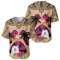 Polynesian Baseball Jersey Dog Lover With Samoyed - Sunset At The Beach LT7 - Wonder Print Shop