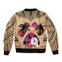 Polynesian Bomber Jacket Dog Lover With Samoyed - Sunset At The Beach LT7 - Wonder Print Shop