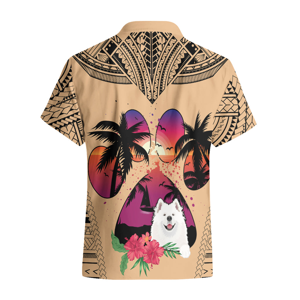 Polynesian Hawaiian Shirt Dog Lover With Samoyed - Sunset At The Beach - Wonder Print Shop