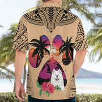 Polynesian Hawaiian Shirt Dog Lover With Samoyed - Sunset At The Beach - Wonder Print Shop