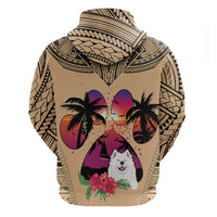 Polynesian Hoodie Dog Lover With Samoyed - Sunset At The Beach - Wonder Print Shop