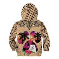 Polynesian Kid Hoodie Dog Lover With Samoyed - Sunset At The Beach - Wonder Print Shop