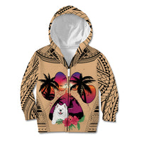Polynesian Kid Hoodie Dog Lover With Samoyed - Sunset At The Beach - Wonder Print Shop