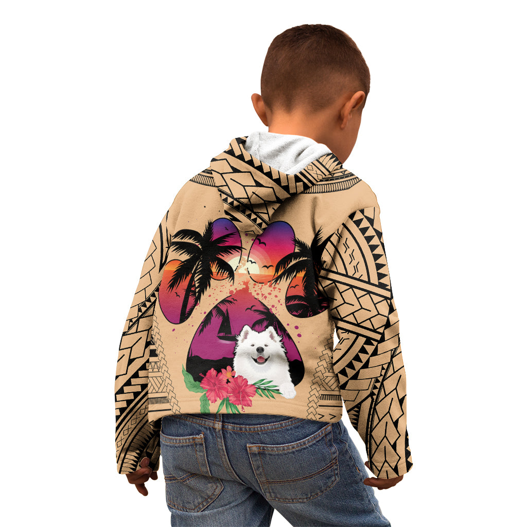 Polynesian Kid Hoodie Dog Lover With Samoyed - Sunset At The Beach - Wonder Print Shop