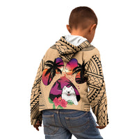 Polynesian Kid Hoodie Dog Lover With Samoyed - Sunset At The Beach - Wonder Print Shop