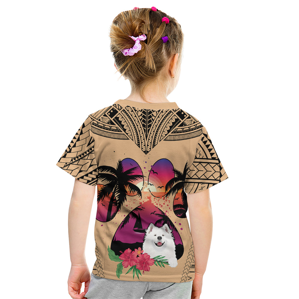 Polynesian Kid T Shirt Dog Lover With Samoyed - Sunset At The Beach - Wonder Print Shop