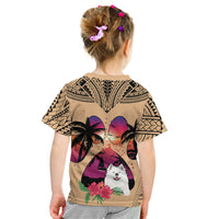 Polynesian Kid T Shirt Dog Lover With Samoyed - Sunset At The Beach - Wonder Print Shop