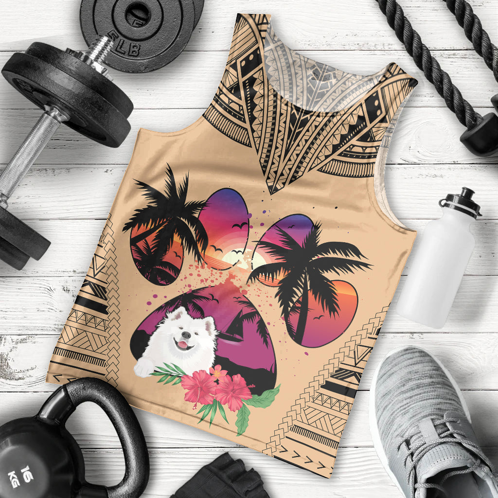polynesian-men-tank-top-dog-lover-with-samoyed-sunset-at-the-beach