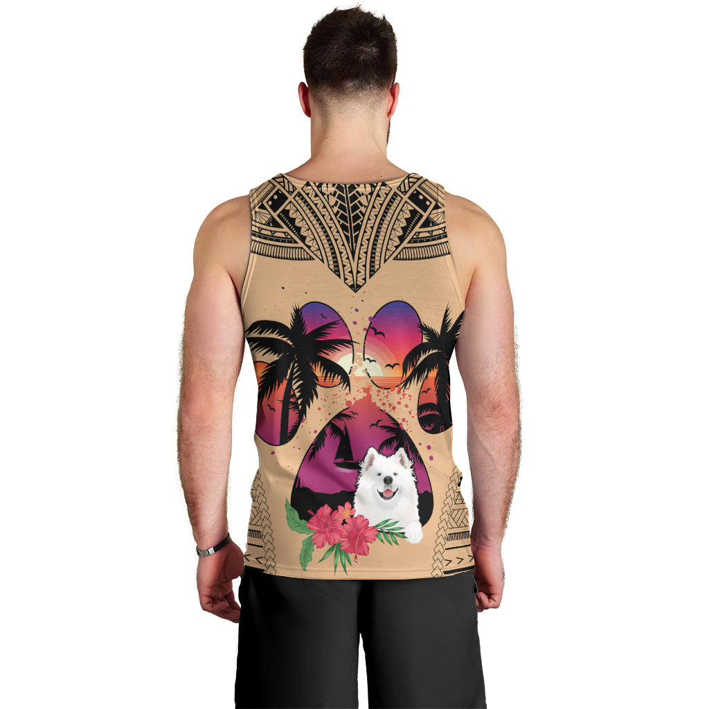polynesian-men-tank-top-dog-lover-with-samoyed-sunset-at-the-beach