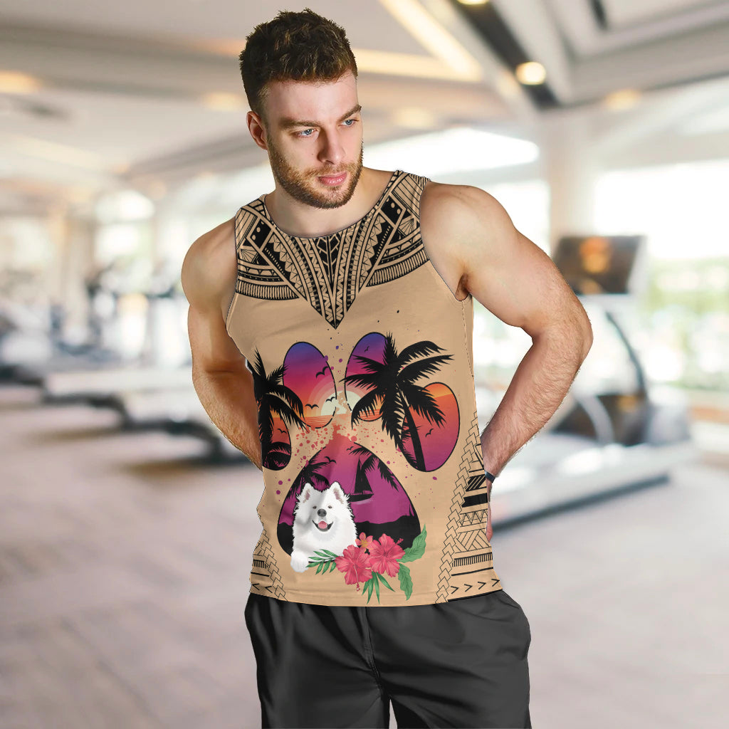 polynesian-men-tank-top-dog-lover-with-samoyed-sunset-at-the-beach