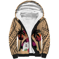 Polynesian Sherpa Hoodie Dog Lover With Samoyed - Sunset At The Beach - Wonder Print Shop