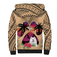 Polynesian Sherpa Hoodie Dog Lover With Samoyed - Sunset At The Beach - Wonder Print Shop