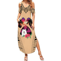 Polynesian Summer Maxi Dress Dog Lover With Samoyed - Sunset At The Beach - Wonder Print Shop