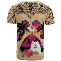 Polynesian T Shirt Dog Lover With Samoyed - Sunset At The Beach - Wonder Print Shop