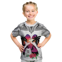 Polynesian Kid T Shirt Dog Lover With Samoyed - Sunset At The Beach White Ver - Wonder Print Shop