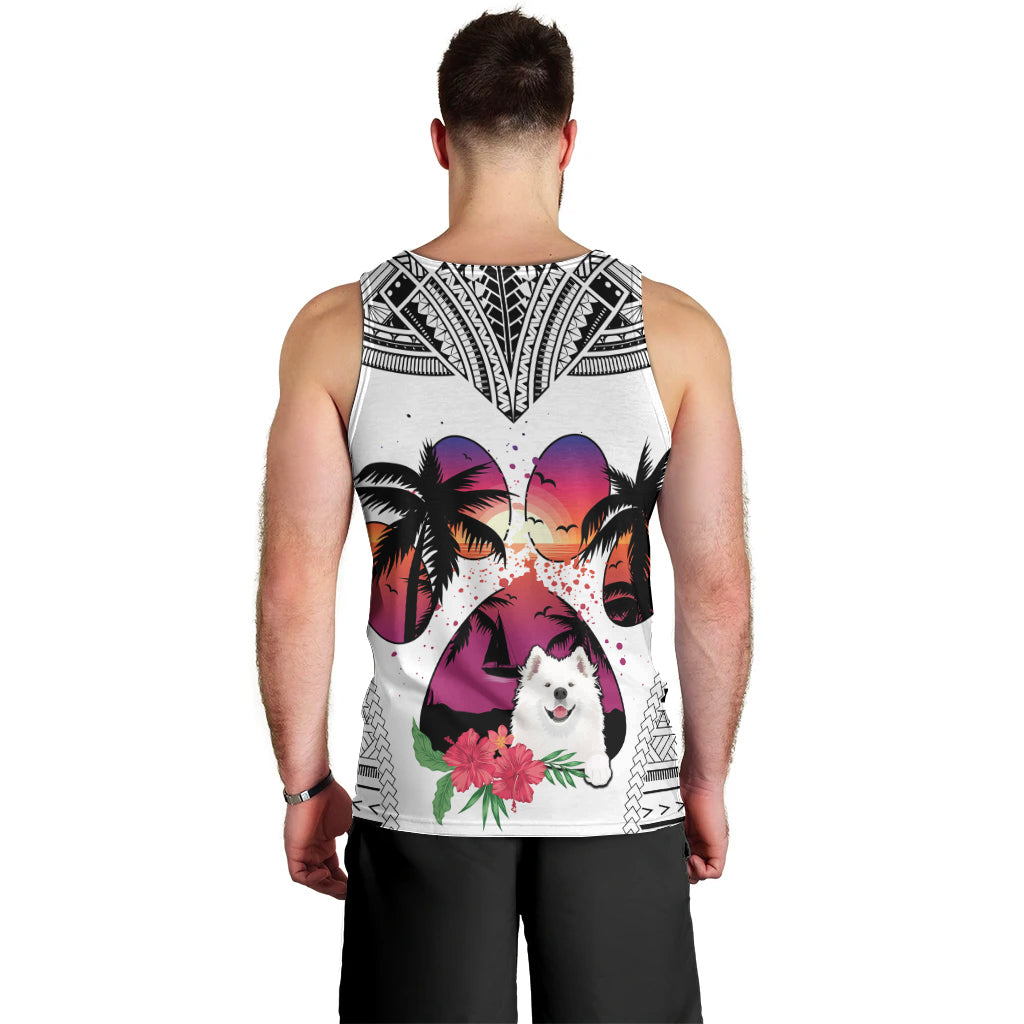 polynesian-men-tank-top-dog-lover-with-samoyed-sunset-at-the-beach-white-ver