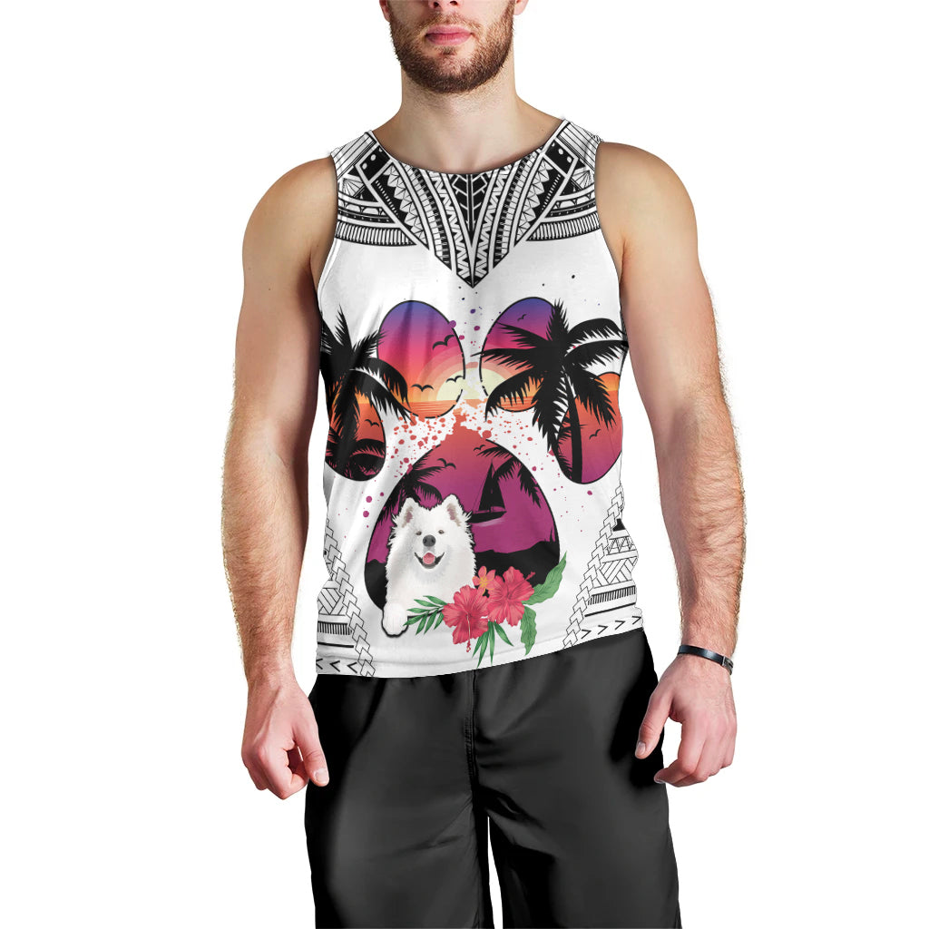 polynesian-men-tank-top-dog-lover-with-samoyed-sunset-at-the-beach-white-ver