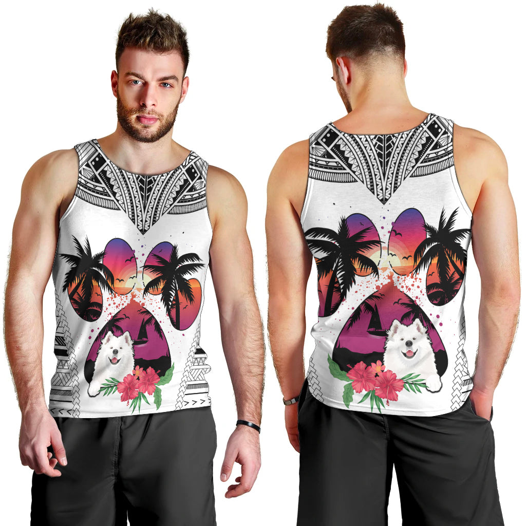 polynesian-men-tank-top-dog-lover-with-samoyed-sunset-at-the-beach-white-ver