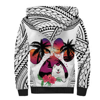 Polynesian Sherpa Hoodie Dog Lover With Samoyed - Sunset At The Beach White Ver - Wonder Print Shop