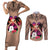 Polynesian Couples Matching Short Sleeve Bodycon Dress and Long Sleeve Button Shirts Dog Lover With Samoyed - Sunset At The Beach Brown Ver LT7 - Wonder Print Shop