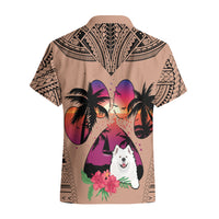 Polynesian Hawaiian Shirt Dog Lover With Samoyed - Sunset At The Beach Brown Ver - Wonder Print Shop