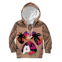 Polynesian Kid Hoodie Dog Lover With Samoyed - Sunset At The Beach Brown Ver - Wonder Print Shop