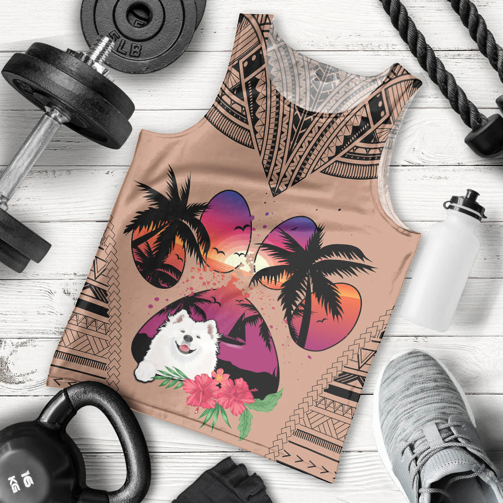 polynesian-men-tank-top-dog-lover-with-samoyed-sunset-at-the-beach-brown-ver