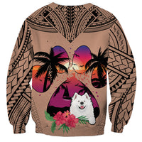 Polynesian Sweatshirt Dog Lover With Samoyed - Sunset At The Beach Brown Ver - Wonder Print Shop