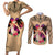 Polynesian Couples Matching Short Sleeve Bodycon Dress and Long Sleeve Button Shirts Dog Lover With Shiba Inu - Sunset At The Beach LT7 - Wonder Print Shop