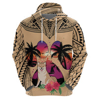 Polynesian Hoodie Dog Lover With Shiba Inu - Sunset At The Beach - Wonder Print Shop