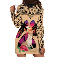 Polynesian Hoodie Dress Dog Lover With Shiba Inu - Sunset At The Beach - Wonder Print Shop
