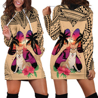 Polynesian Hoodie Dress Dog Lover With Shiba Inu - Sunset At The Beach - Wonder Print Shop