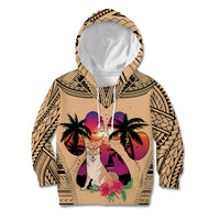 Polynesian Kid Hoodie Dog Lover With Shiba Inu - Sunset At The Beach - Wonder Print Shop