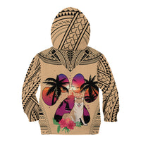 Polynesian Kid Hoodie Dog Lover With Shiba Inu - Sunset At The Beach - Wonder Print Shop